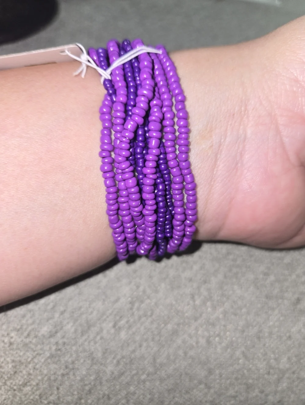 Purple Beaded Multi-Strand Bracelet with Crystal Wrap Accent